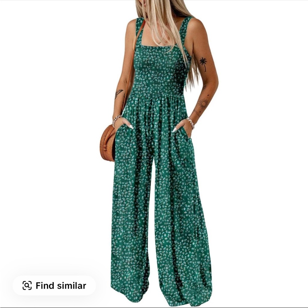 Elegant Teal Floral Women's Jumpsuit
